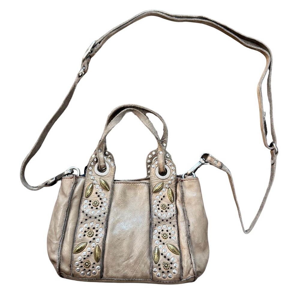 Campomaggi Beige Leather Mini Bag with Studded Embellishments